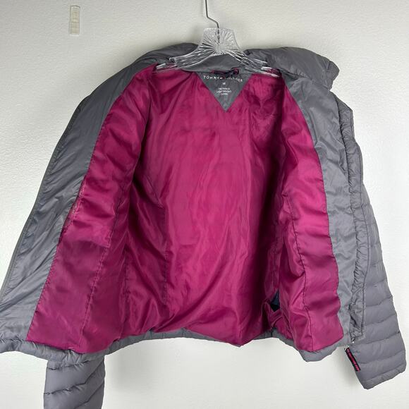 Tommy Hilfiger Women's Packable Down Puffer Jacket Size Medium Gray Insulated - Picture 5 of 7